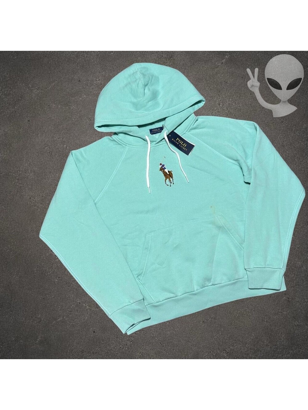 Polo Ralph Lauren Big Pony Hoodie Women's XL Sky Blue with Tags - Picture 2 of 8